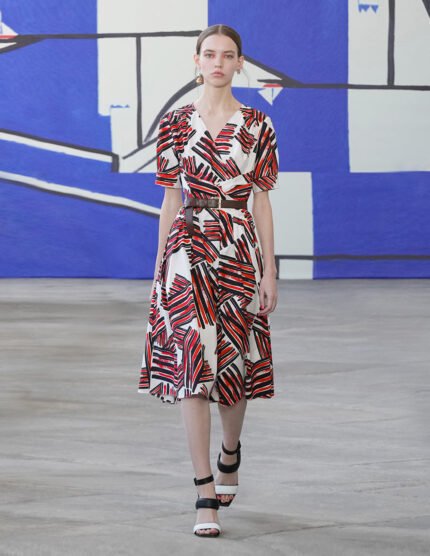 MARYLING V-Neck Puffed Sleeves Dress